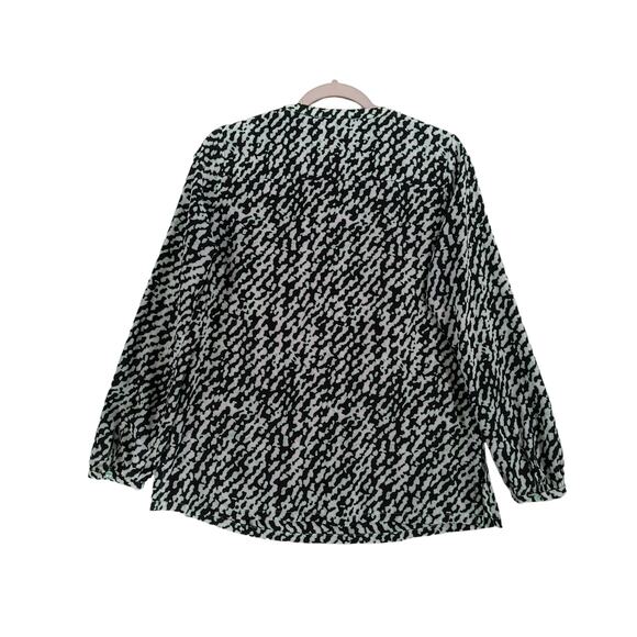 Dana Buchman Leopard Print Blouse Small Aqua Black Long Sleeve Top Office Shirt - Picture 3 of 11